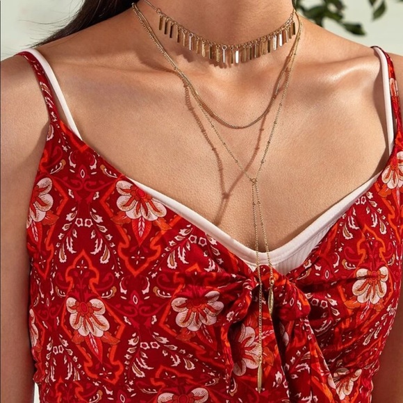 Jewelry - 3 Pc Layered Tassel Charm Lariat Necklace